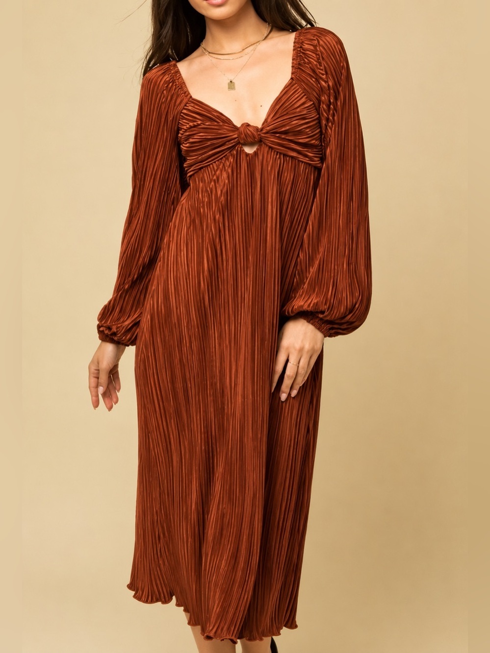 Boutique rust shimmer midi dress, large